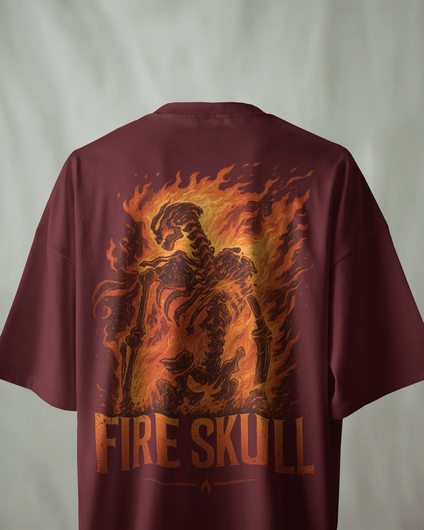 Fire Skull Oversized T-Shirt – Heavyweight 240 GSM Streetwear