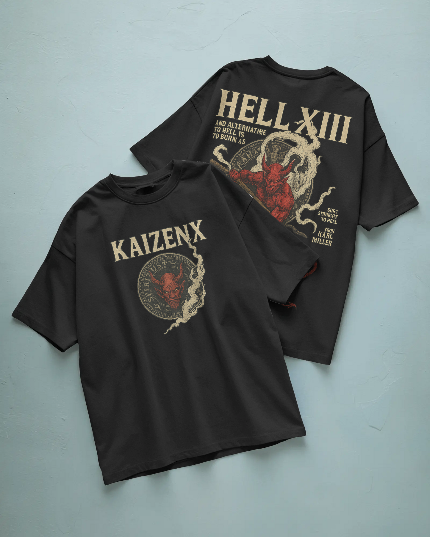 KAIZENX HELL XIII Oversized Graphic Tee – Streetcore Devil Edition