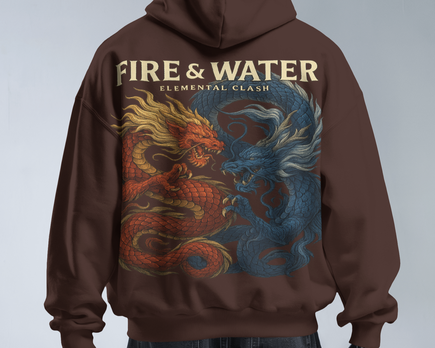 KAIZENX "Fire & Water" Elemental Clash Oversized Hoodie