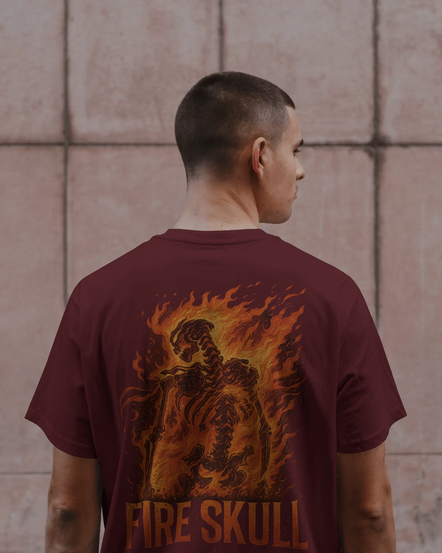Fire Skull Oversized T-Shirt – Heavyweight 240 GSM Streetwear