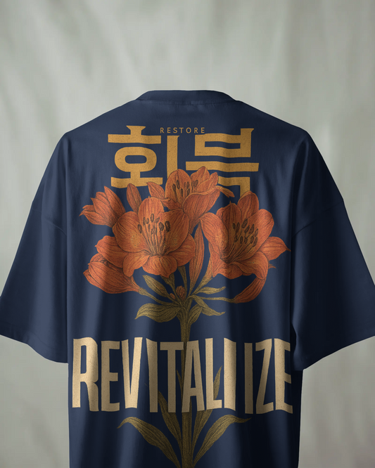 KAIZENX “Revitalize” Oversized T-Shirt – Floral Graphic Front & Back Print
