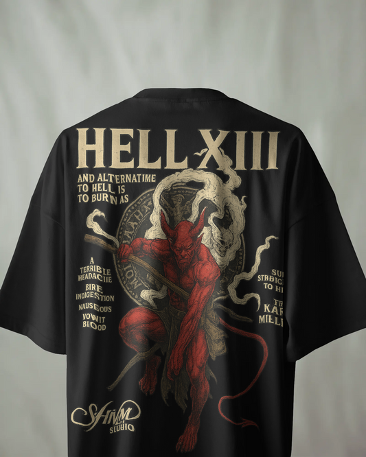 KAIZENX HELL XIII Oversized Graphic Tee – Streetcore Devil Edition