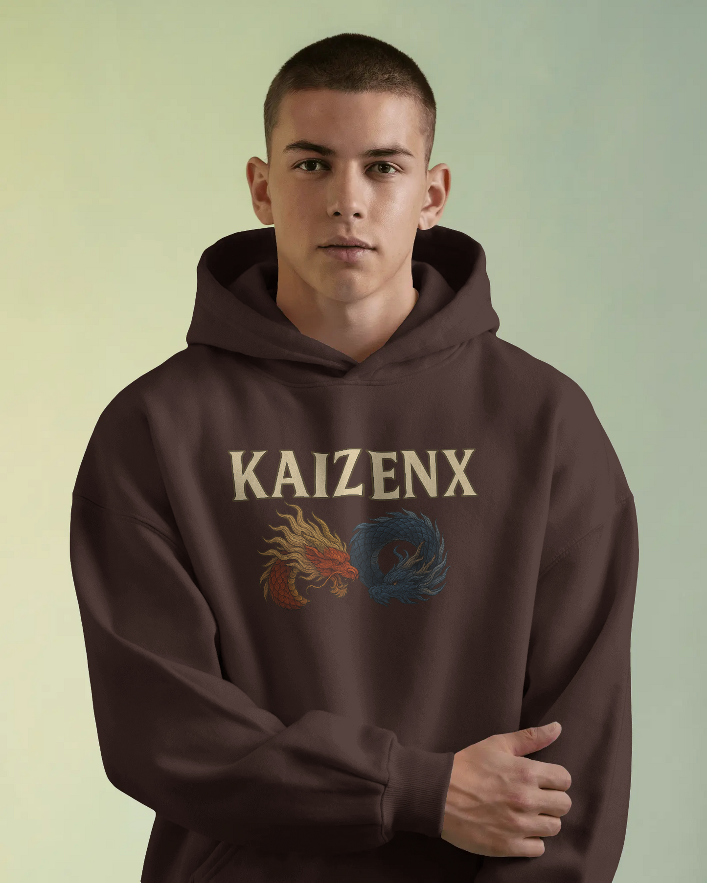 KAIZENX "Fire & Water" Elemental Clash Oversized Hoodie