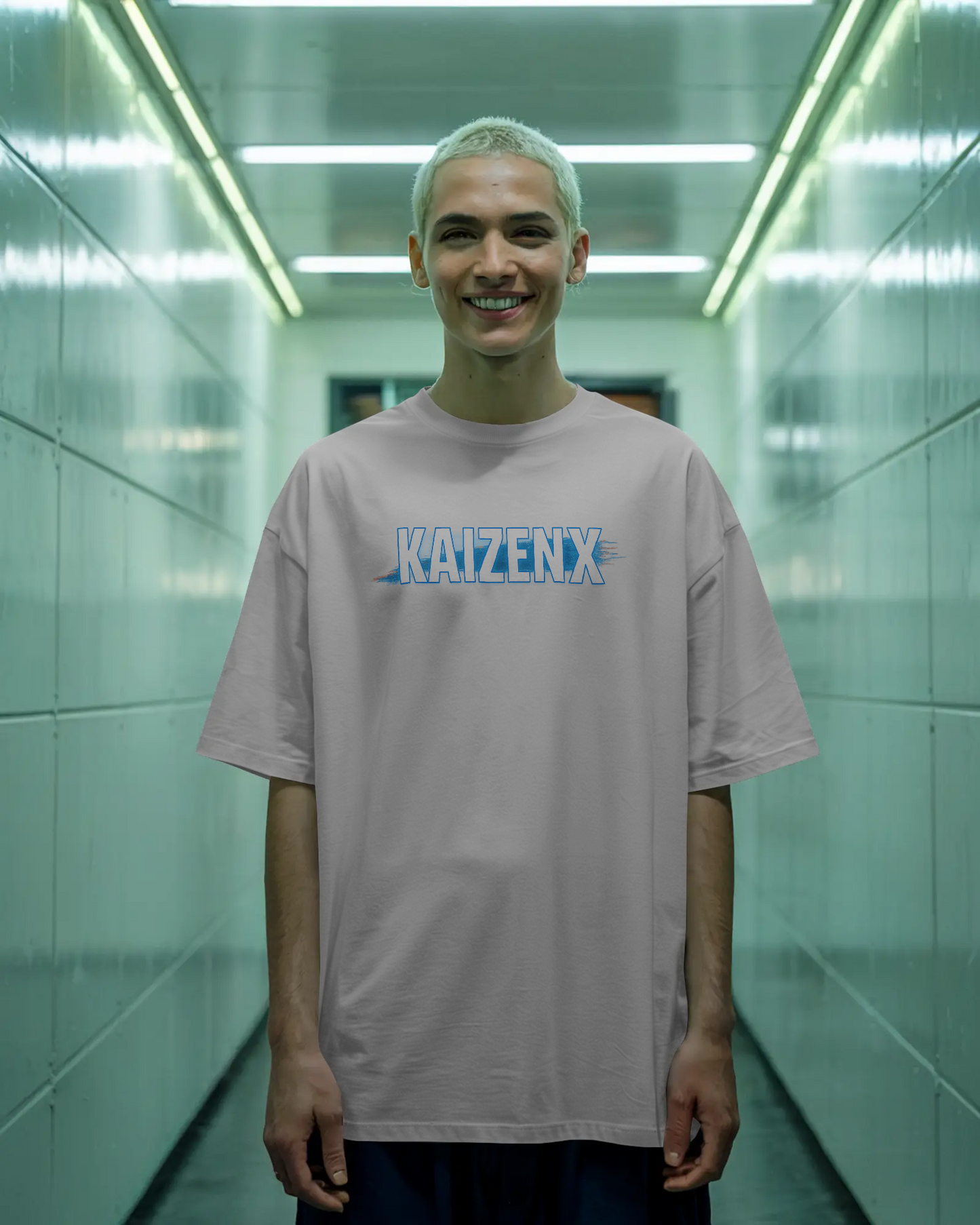 KAIZENX Glitch Distortion Oversized Tee